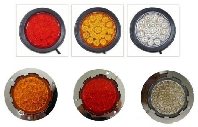 대성부품 트럭 LED데루등 2구 3구 트레일러 추레라 샷시 윙바디 카고 화물차 대형트럭 테일램프 24V 12V 후미등 개조용 캠핑카 캠핑 데루등 LED 브레이크등 국산 고휘도 인증 검사 덤프 개조 원형 자동차검사 카라반 모터홈 황색 적색 엘로우, 1개