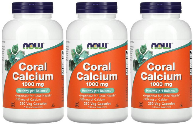 [2+1] Now Foods 나우푸드 산호칼슘 1000 mg 250베지캡슐 코랄칼슘 Coral Calcium 베지캡슐 3개, 250정