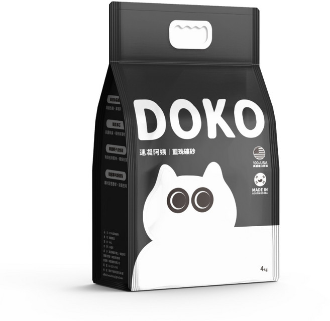 DOKO藍珠礦砂 韓國專利除臭藍珠 美國進口原礦 除臭貓砂 凝結力強 速凝阿姨, 1套, 原砂版4入/箱 (無添加木薯砂), 4kg, 原砂版(無添加木薯砂)