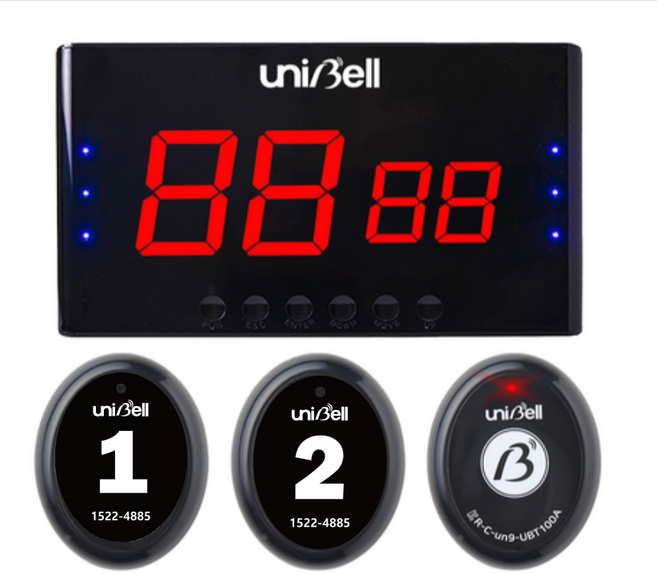 유니벨 블랙 무선 호출벨 SET 번호스티커 O, 2001A 모니터, 6개, 1개