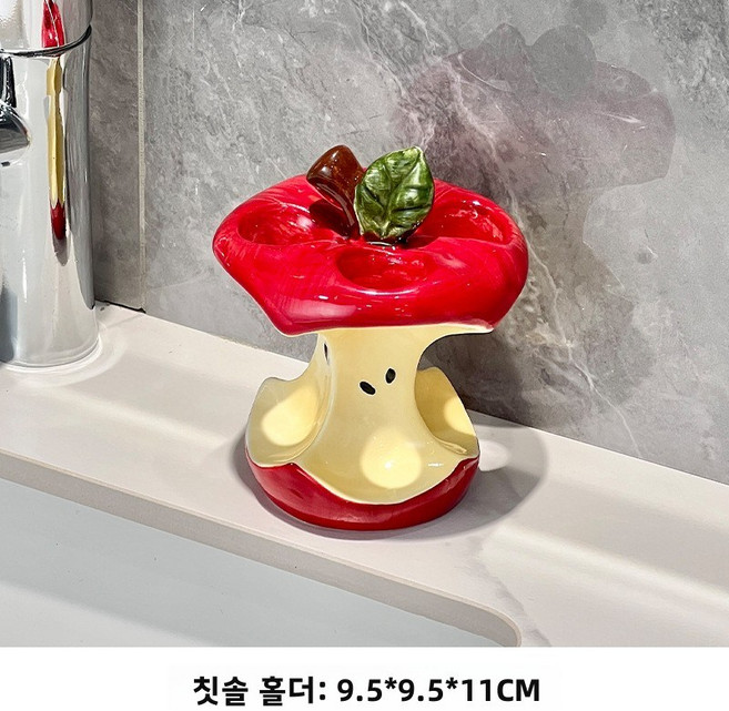 벽걸이식 칫솔 수납대 욕실용 칫솔 거치대, 사과 칫솔 거치대 [4구 - 일반 칫솔 4개 수납 가능, 1개