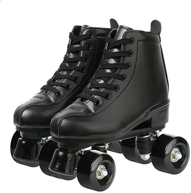 인라인스케이트 2열 롤러 스케이트화 남녀 화이트 반짝반짝 롤러스케이트 초보자, 흑색 + 검은 바퀴 (빛나지 않음), 1개