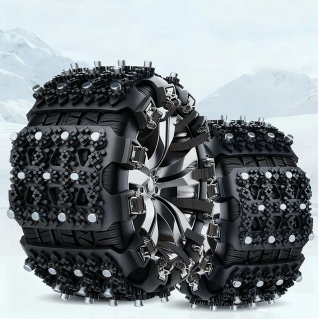 YACOODA 겨울 스노우 체인 아웃도어 눈길 빙판길 미끄럼방지 자동차 SUV 통용 우레탄 논슬립 합금강 스파이크 타이어 체인 블랙, 8개