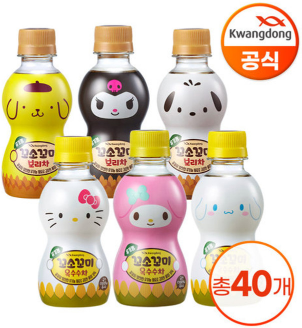 광동 산리오 꼬소꼬미 40병 (보리차+옥수수차), 200ml