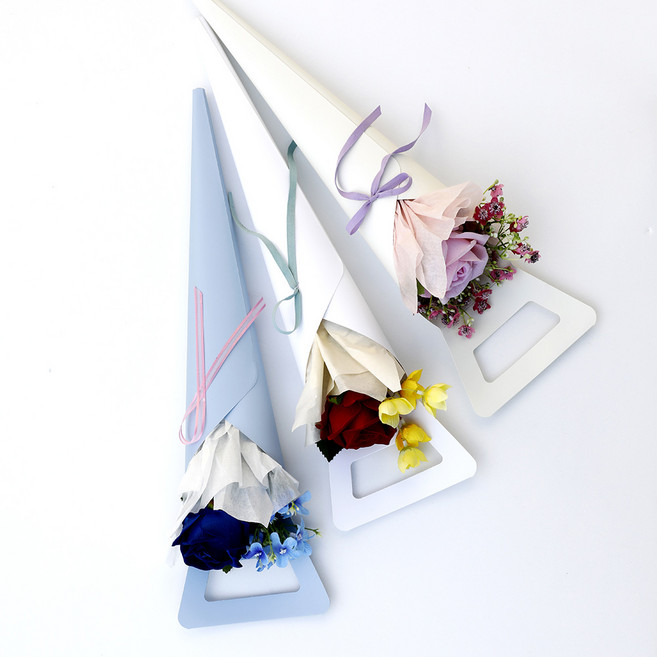 꽃 한송이 캐리어 포장지 10개입 개별 꽃다발, 아이보리