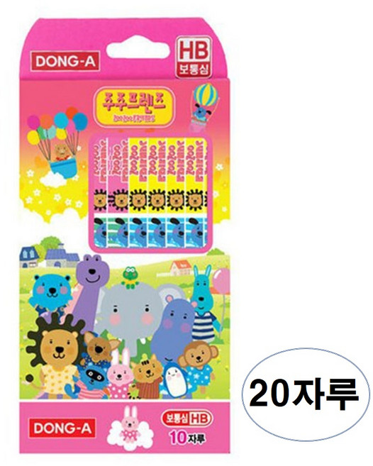 동아 주주프렌즈 연필 HB, 핑크 + 검정, 20개