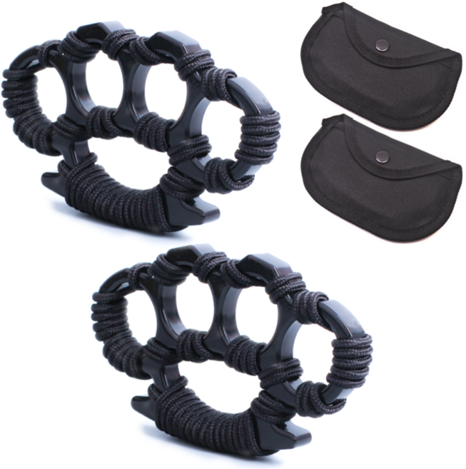 배리툴 호신용 로프 너클 블랙 2p + 파우치 2p, 1세트
