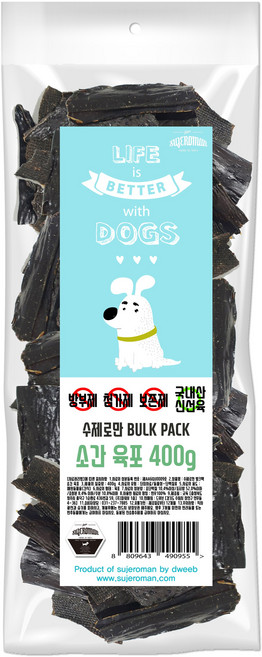 SUJEROMAN 강아지 벌크팩 수제간식, 소간육포 400g x 2, 400g, 1개