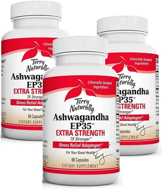테리 내추럴리 아슈와간다 EP35 엑스트라 스트렝스 캡슐 Terry Naturally Ashwagandha EP35, 3개, 60정 - 쿠팡