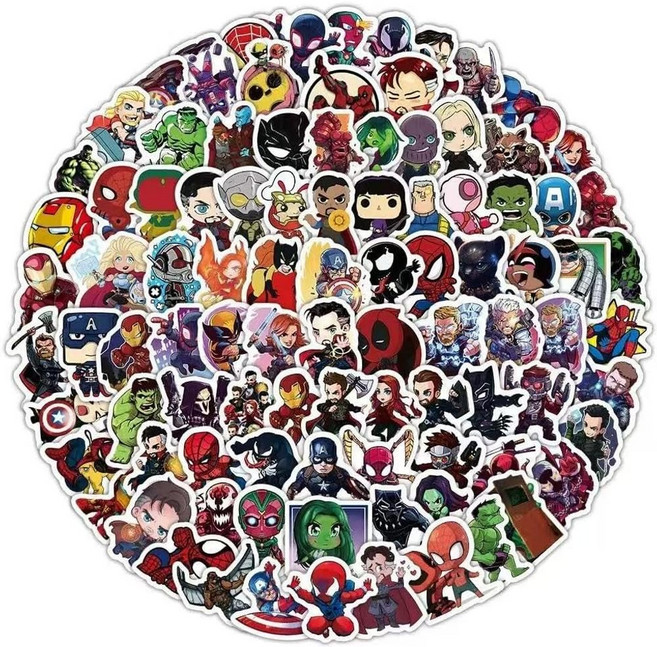 Superheros 스티커 팩 노트북용 어벤저 데칼 120개 청소년 소년 성인을 위한 만화 전설 물병 수하물 스케이트보드 기타용 방수 비닐 컴퓨터 스티커 404028, SUPER 슈퍼heros 스티커 팩, 노트북용 어벤저
