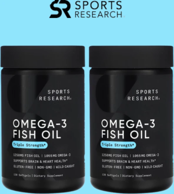 스포츠리서치 트리플 스트렝스 오메가-3 피쉬 오일 1250mg 소프트젤, 120정, 2개 - 쿠팡
