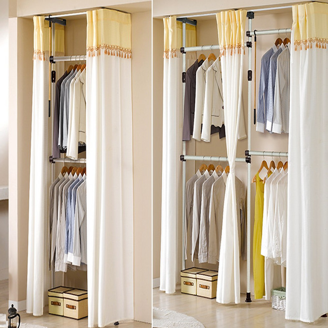 PS업그레이드 PS 로빙 업그레이드 드레스룸 커튼형 행거 2단 4단 아이보리, 드레스룸 38mm4단 아이보리