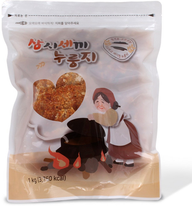 삼시세끼누룽지 백미누룽지 1kg 덕용 지퍼백, 1개