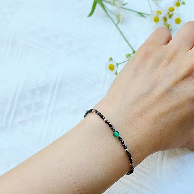 여성 천연원석팔찌 블랙스피넬 그린오닉스 예쁜 소원 팔찌