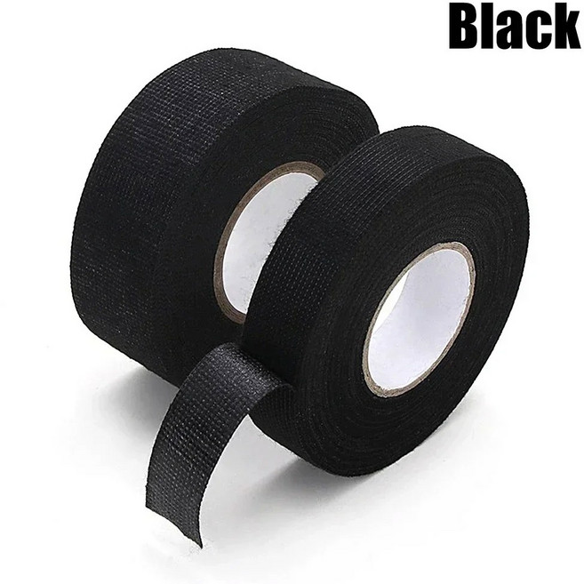 자체 테이프 내열성 방수 패브릭 전기 자동 접착 절연 배선 케이블 와이어, Black, 19mm, 10M, 1개