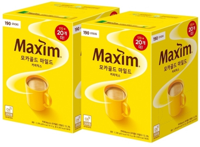 맥심 동서 모카골드 커피믹스 190T X 2개, 12g, 190