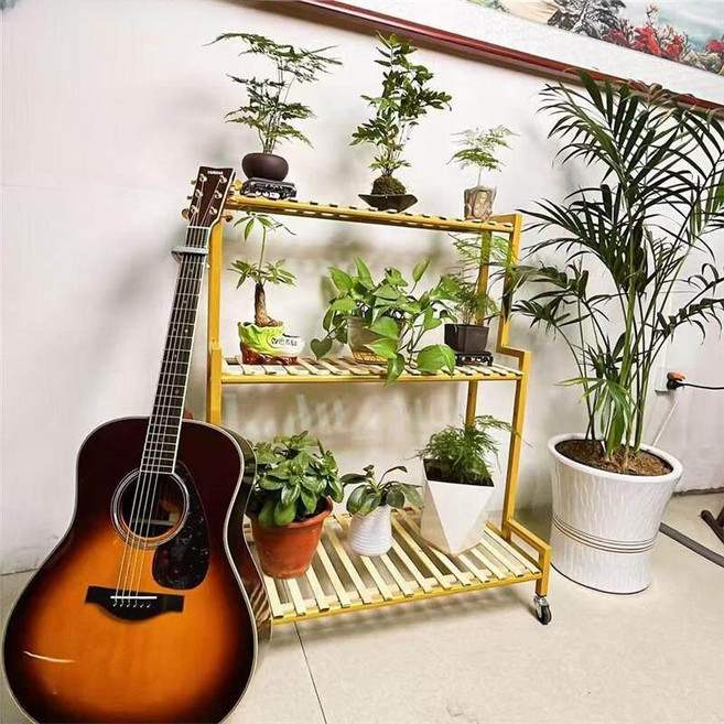 베란다 화분 선반 식물 진열대 난간 거실 인테리어, 1개, 3단 골드 120cm