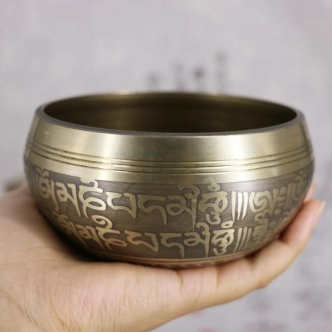 싱잉볼 명상 수제 네팔 불상 소리 그릇 순수 구리 요가 장식품 노래, 11cm