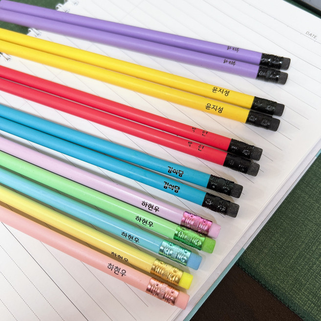 네임연필 HB 이름새긴 각인연필 생일 입학 졸업 응원 선물 판촉물 1자루 부터 주문, 블루(지우개O), 06번폰트