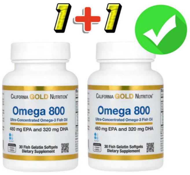 캘리포니아 골드 뉴트리션 오메가800 1000mg 30정 2팩 California Gold Nutrition Omega 800 1000mg 30 Softgels, 60정, 1세트