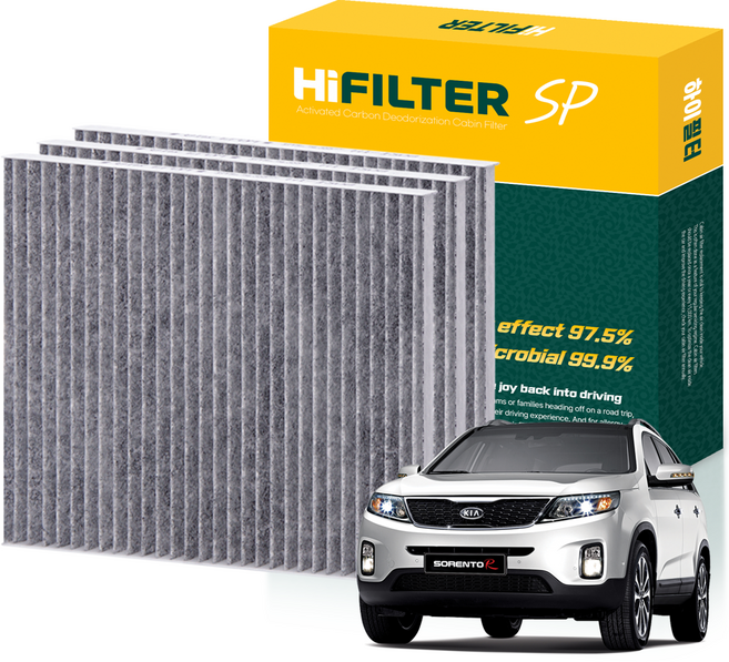 하이필터 기아 자동차 쏘렌토 활성탄 에어컨필터, 3개, 뉴 쏘렌토R (XM PE) HI-I009