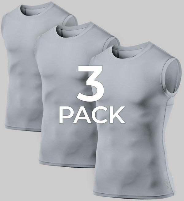 애슬리오 남성 기능성 슬리브리스 짐웨어 헬스 나시 민소매 쿨링 베이스레이어 3팩 AO-BTA03