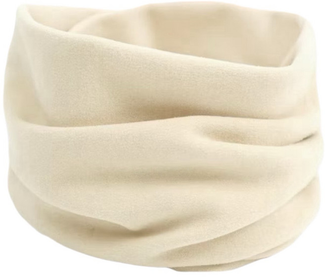 德絨保暖圍脖 親膚絨布 360度保暖 高彈力不變形 男女適用, 米白, 1個