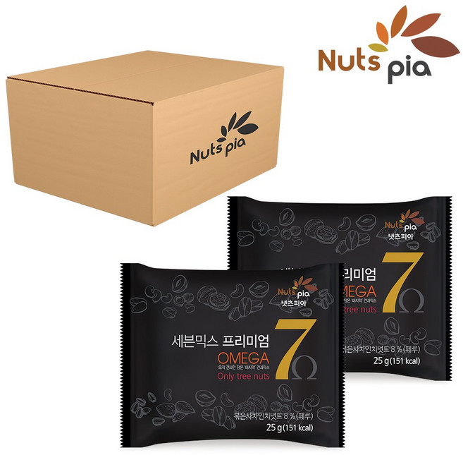 넛츠피아 세븐믹스 오메가 낱봉 하루견과 견과류, 25g, 60개