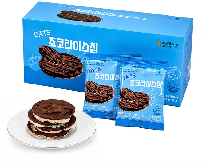 [웰빙스토리 초코라이스칩] 커다란 빅라이스칩 / 어린이 초코뻥 / 뻥튀기 초코칩 과자, 24개, 10g