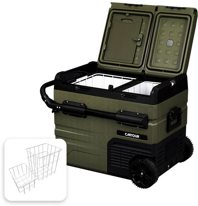 [듀얼도어] 카투어 캠핑 정품 캠핑 차량용 냉장고 블루투스 이동식 낚시 화물, 45L