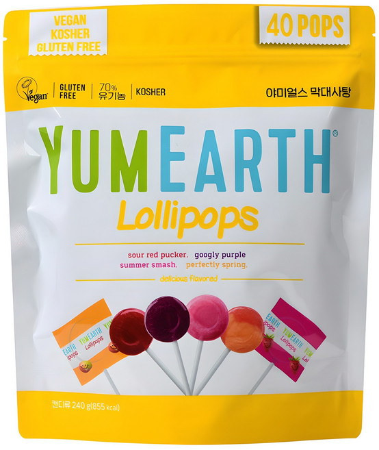 야미얼스 막대사탕, 사우어레드퍼커 + 구글리퍼플 + 섬머스매쉬 + 퍼펙틀리스프링, 240g, 1개