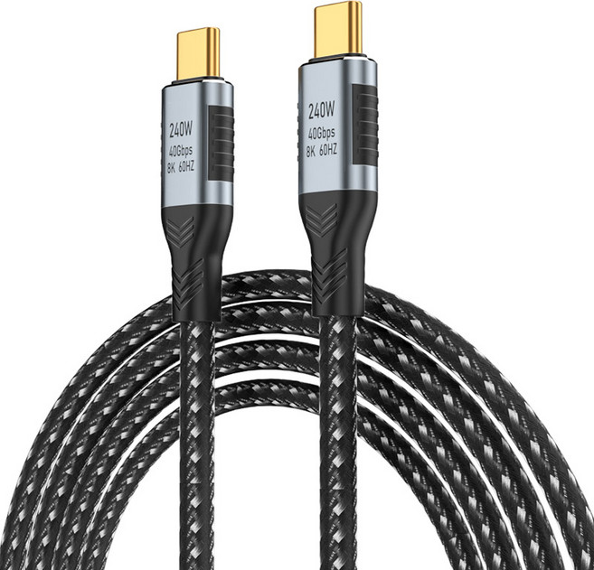 썬더볼트4 C to C 케이블 40Gbps 8K 240W PD, 1개, 1.8m, 블랙