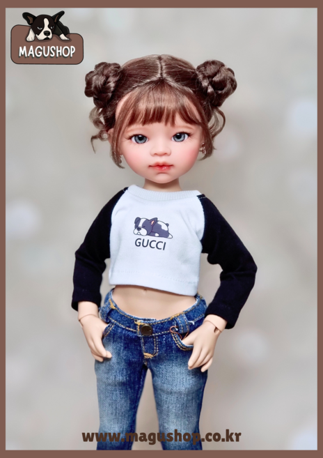 #파올라레이나 32cm 옷( 블랙 퍼피 크롭티셔츠 )[마구샵]#구체관절인형#bjd#인형옷#다락아이#관절바디#완제품, 1개