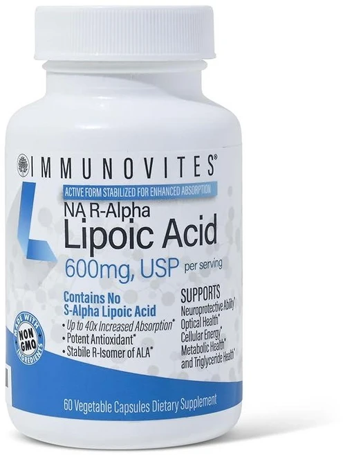 이뮤노바이츠 안정화 R알파 리포산 참 당 600mg 고 최대 40배 증가 흡수 나트륨 R리포에이트 1병 미주, 1개 - 쿠팡