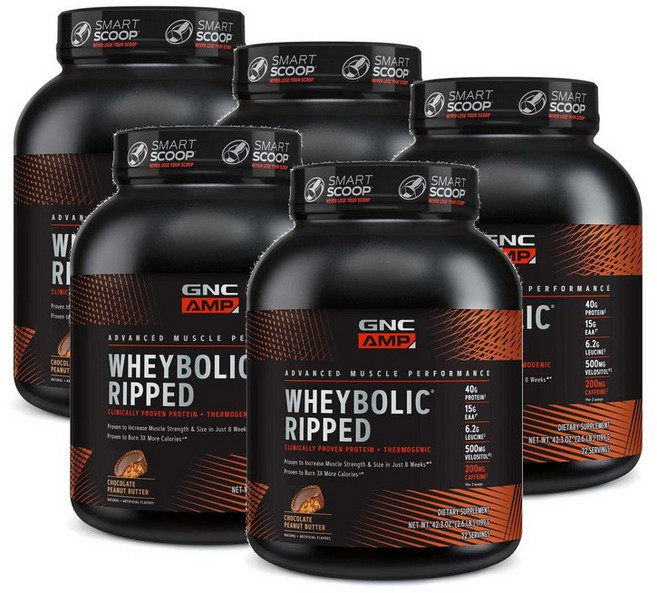 지엔씨 웨이볼릭 립드 프로틴 단백질 파우더 초콜릿피넛버터맛 GNC AMP Wheybolic Ripped, 5개