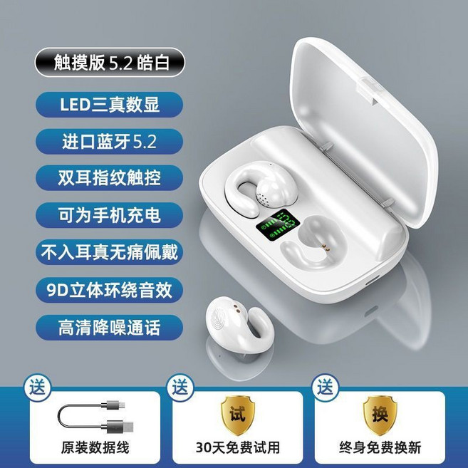 夏新S19藍牙耳機 無線迷你雙耳高音質不入耳式夾耳式耳機, 白色, S19