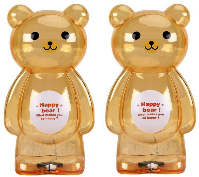 올댓문구 커플베어 투명 저금통 세트, 1세트, 옐로우 + 옐로우