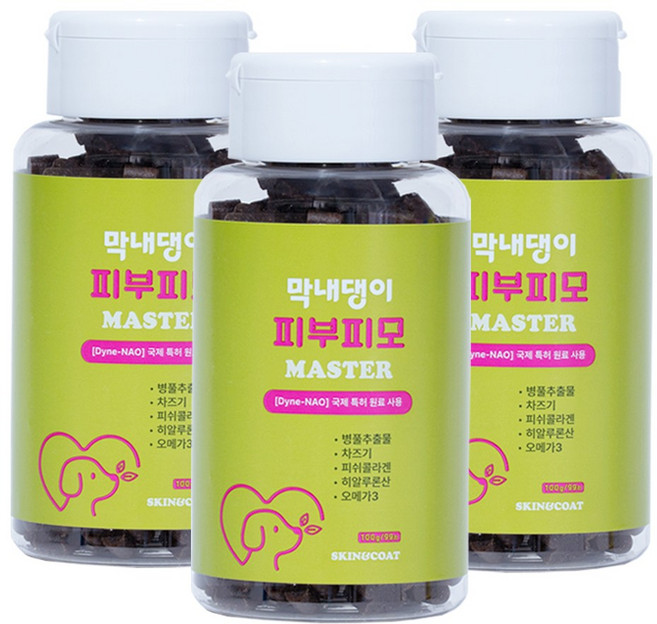강아지 피부영양제 피부병 아토피 발습진 털 피모건강 막내댕이 피부피모 마스터 100g, 3개, 피부/피모, 99정