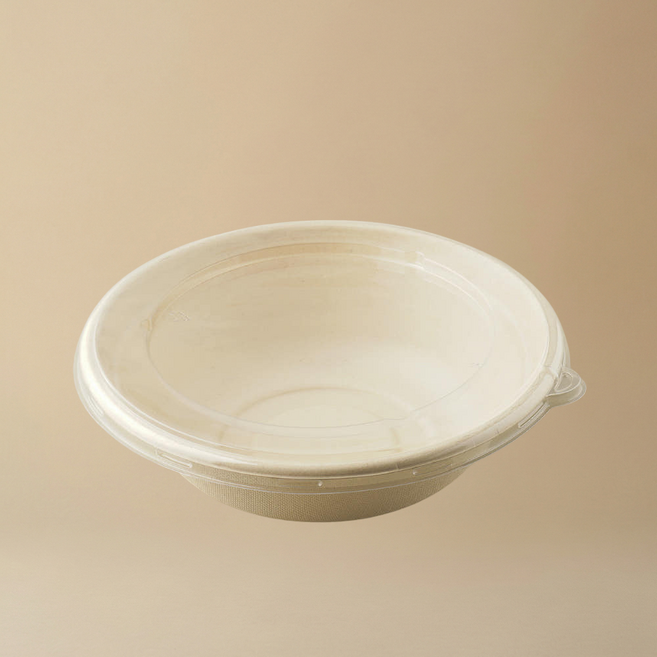 지구사랑 40온스 원형 펄프용기 + pet 뚜껑 샐러드볼 크라프트, 1개, 125개