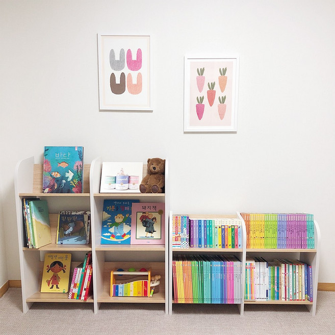 비노즈 라운드 거실 낮은 유아 틈새 책장 2단 3단 DIY, 라운드 오픈책장 2단와이드