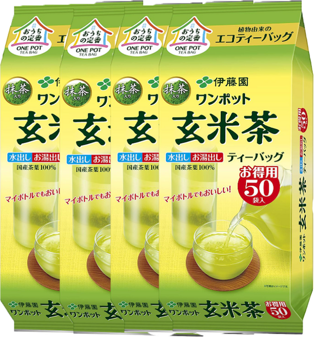 이토엔 말차 현미차 에코 티백 50봉 x4개, 3.5ml, 50개입, 4개