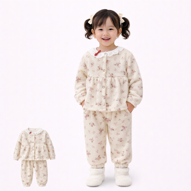 아동 겨울 수면잠옷 세트 / 보송보송 양털 실내복 캔디솜포근수면세트