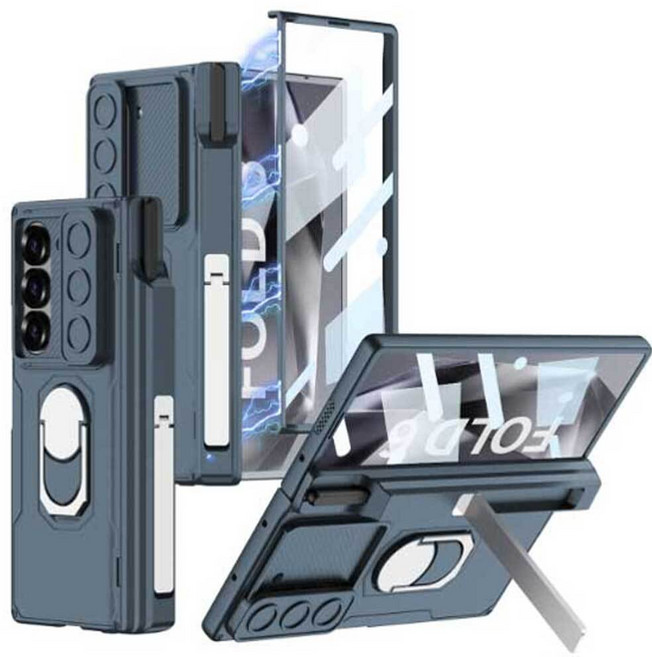 갤 겔럭시 폴드6 fold6 흰지보호 펜수납 스탠드 강화유리 폰커버 케이스