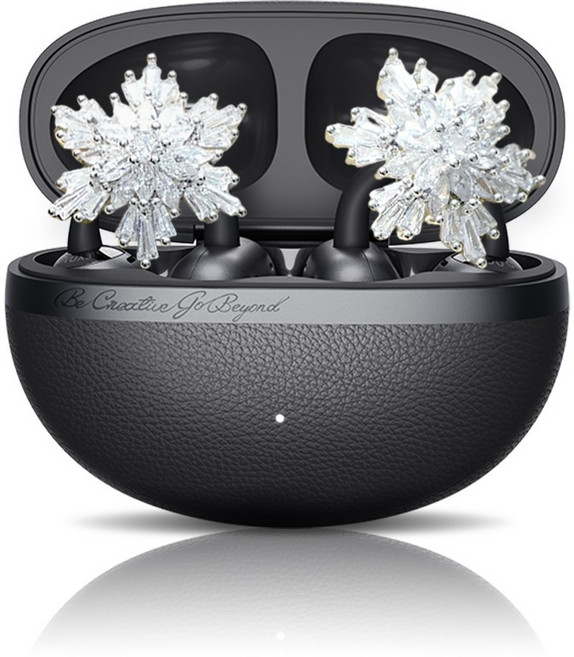 QCY 크로스 키 블루투스 이어폰 C50 CT06 + FDUCE 지르콘 앤 큐빅 스노우 플레이크 이어폰 클립, 그레이 + 크리스탈, C50 + 페어