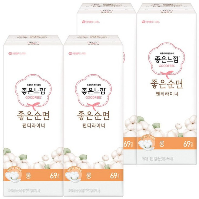 좋은느낌 좋은 순면 라이너 69개 x 4팩 - 롱, 69개입, 4세트