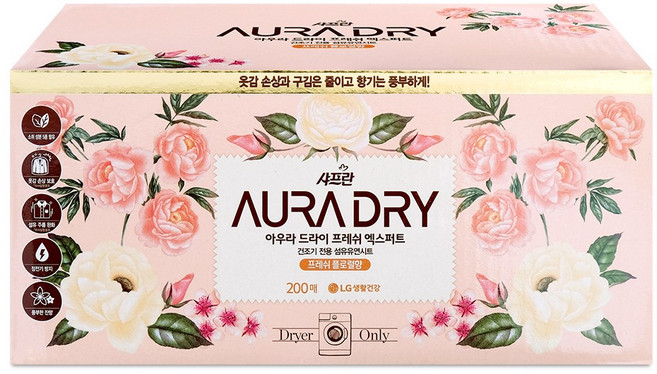 아우라 시트형 섬유유연제 건조기용 200매, 1개
