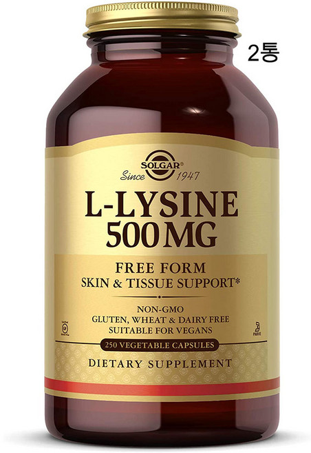 솔가 라이신 엘 라이신 L-Lysin 500mg 250캡슐 x 2통, 250정, 2개