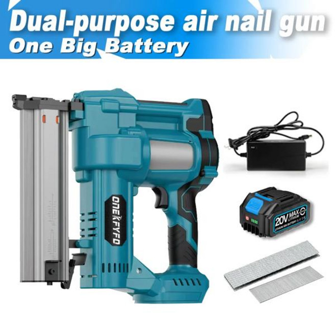 타정총 못박는총 콘크리트타정기 브러시리스 전기 네일 건 무선 스테이플러 타정기 목공 리튬 배터리 마키타 18V 배터리용 F50 K438 2 in 1, [02] One Big Battery, 1개