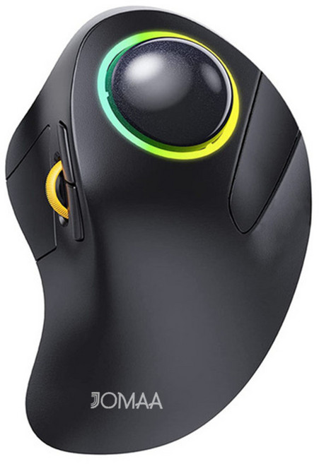 JOMAA 노트북 Mac iPad Gamer용 RGB 백라이트 Bluetooth 트랙볼 마우스 무선 2.4G 충전식 인체공학 롤러 게임 마우스, 05 CP001669, 한개옵션1