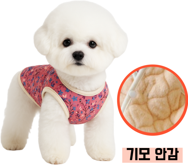 비쥬마켓 강아지 할머니조끼 강아지겨울옷 누빔조끼 핫한김장조끼, 핑크_멍멍, 1개